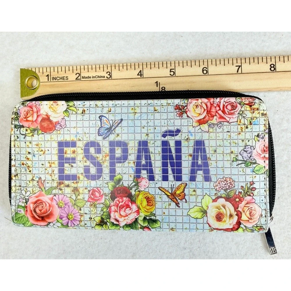 Helen‎ Rudin España Floral Zip Around Wallet Butterfly Travel Souvenir Organizer